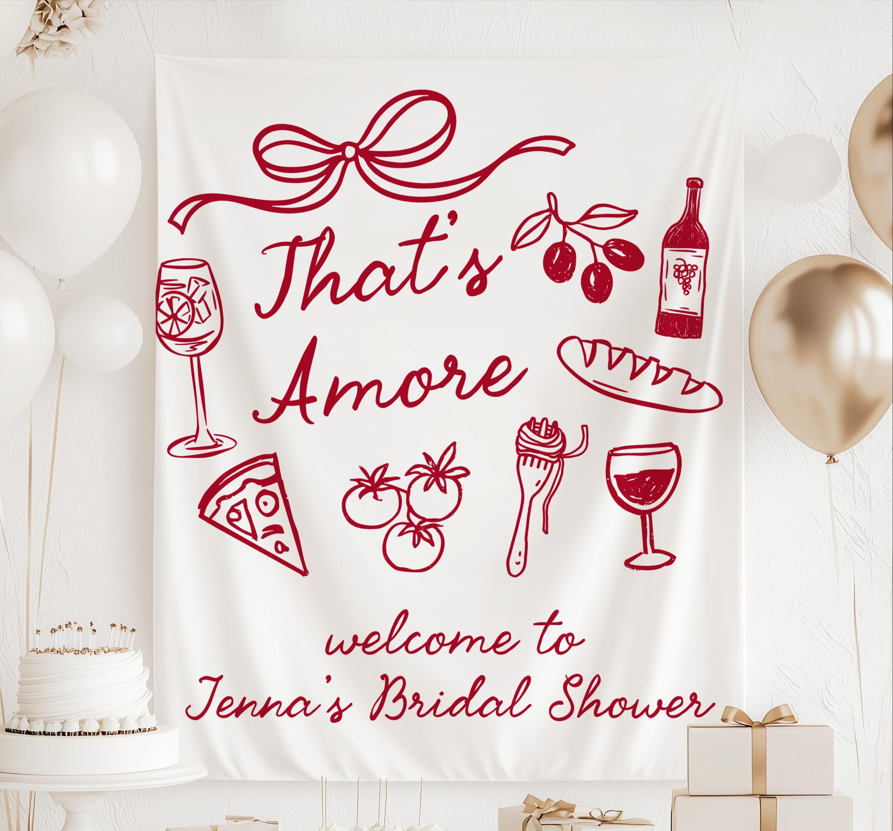 Personalized That's Amore bridal shower banner customized with the bride's name for an Italian themed bridal shower