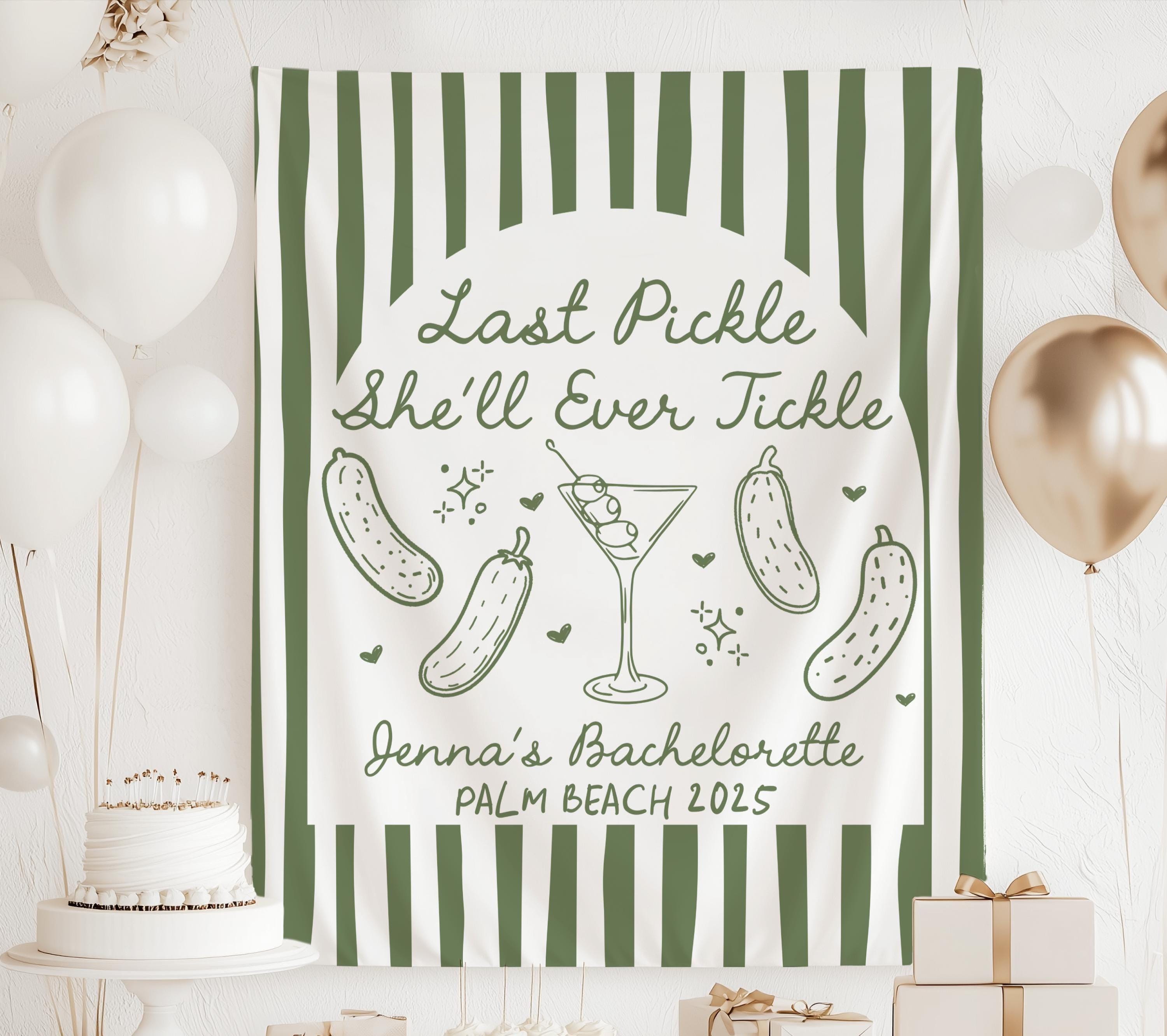 Green striped pickle bachelorette backdrop for bachelorette