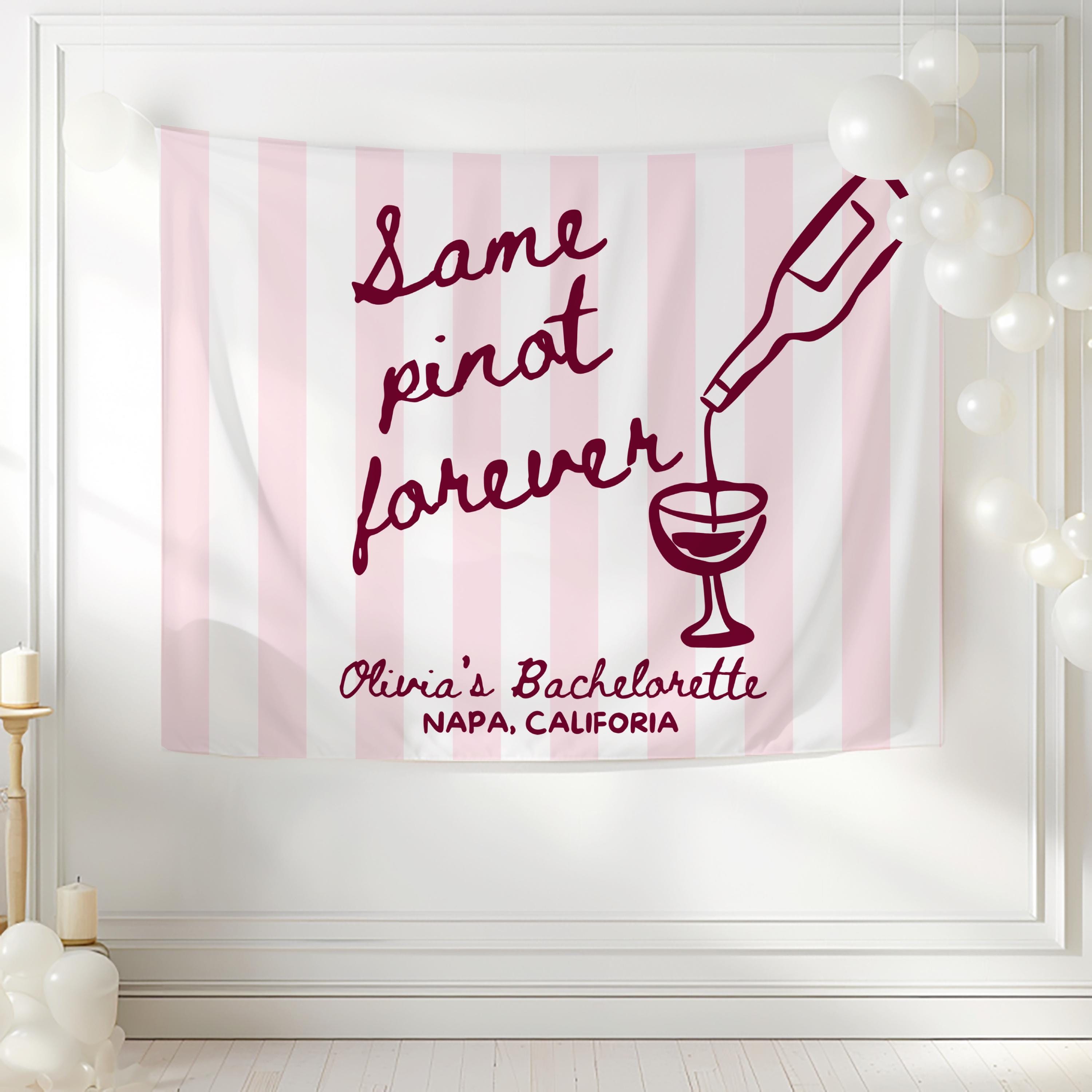 Personalized wine tasting bachelorette backdrop for bridal weekend celebrations