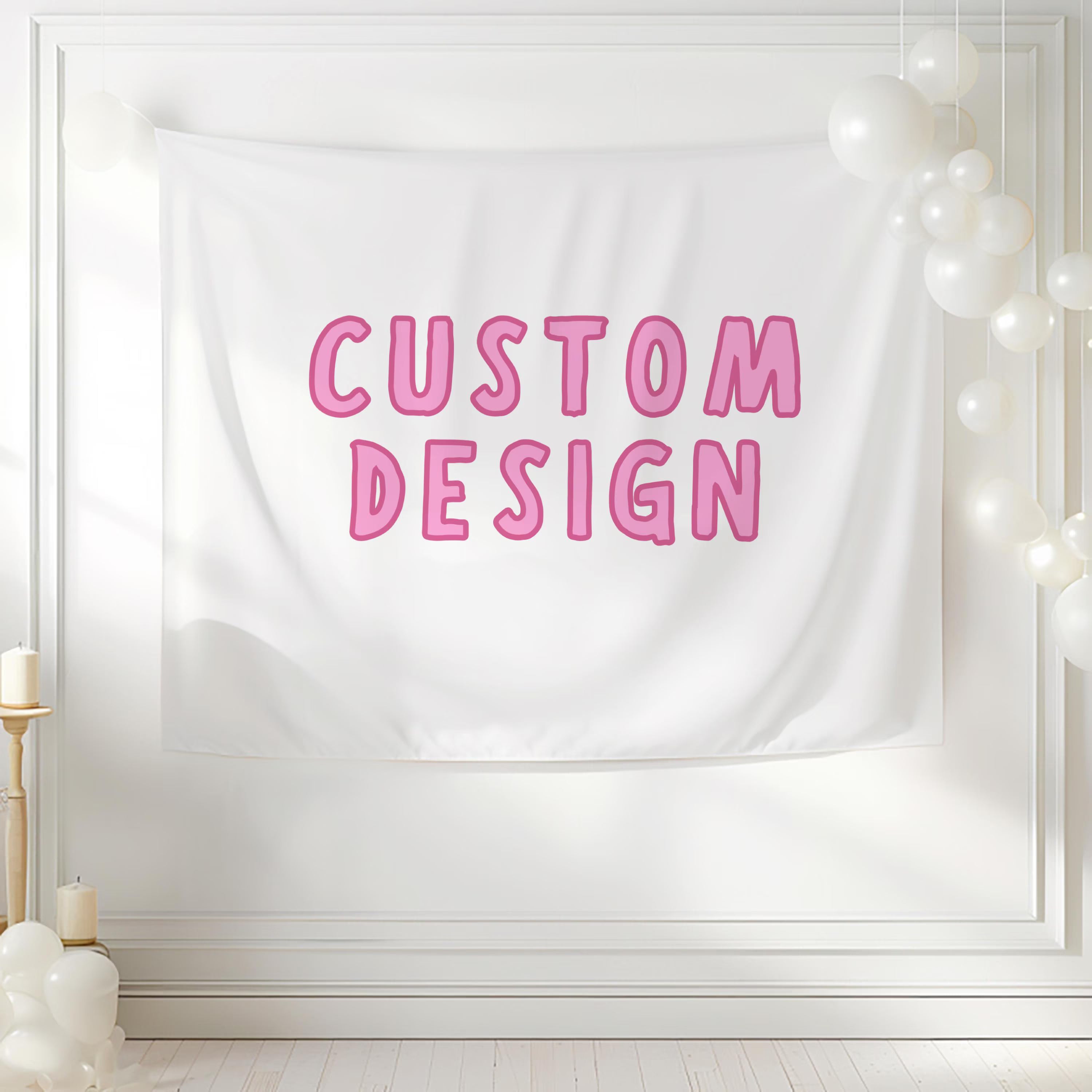 Upload your own custom banner design or Canva file to create a personalized party backdrop printed in multiple sizes.