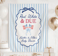 Personalized Red White and Due baby shower banner with patriotic American flag design