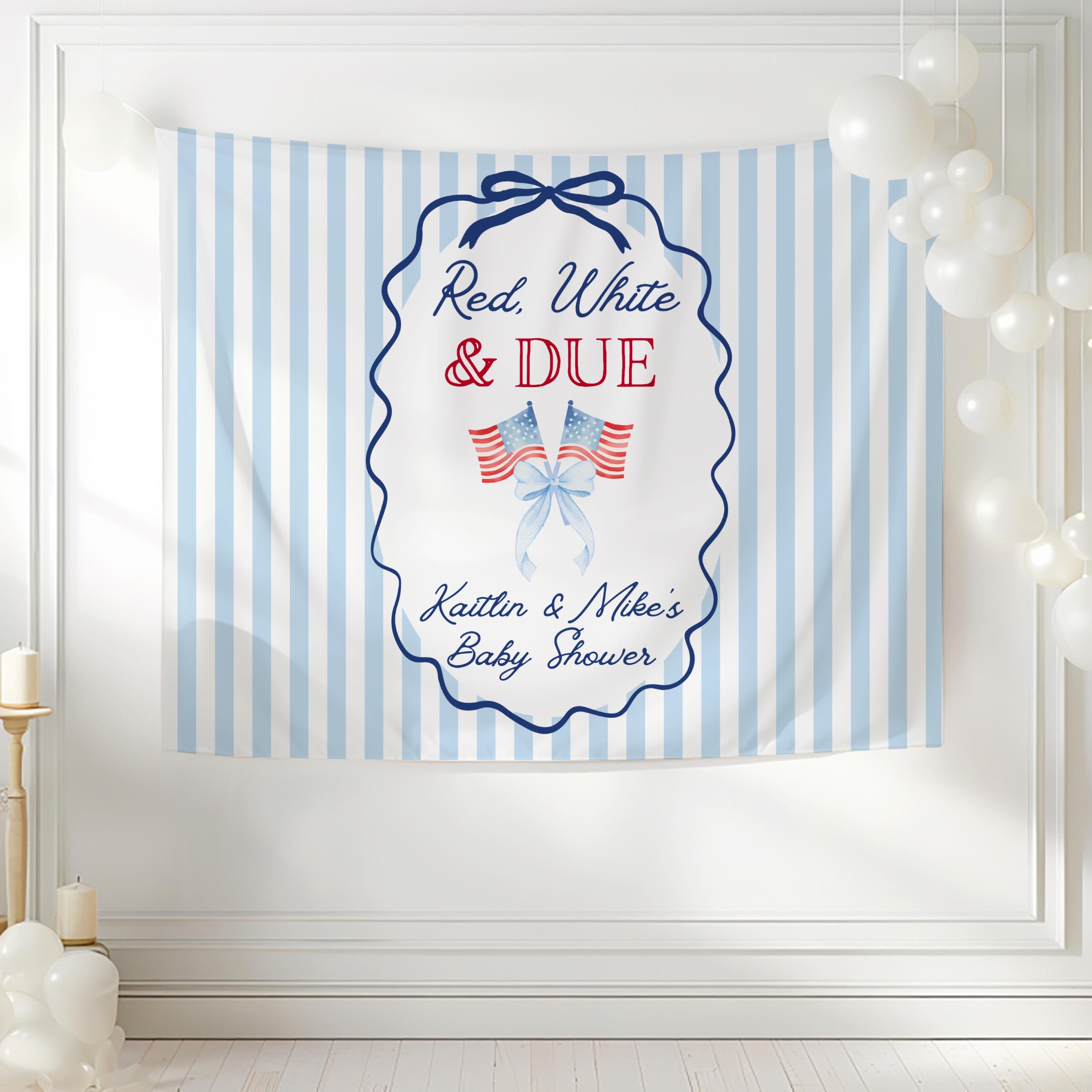 Custom red white and blue baby shower banner for patriotic baby shower welcome sign