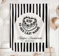 Personalized RIP to Her Last Name bachelorette banner with vintage heart cake design