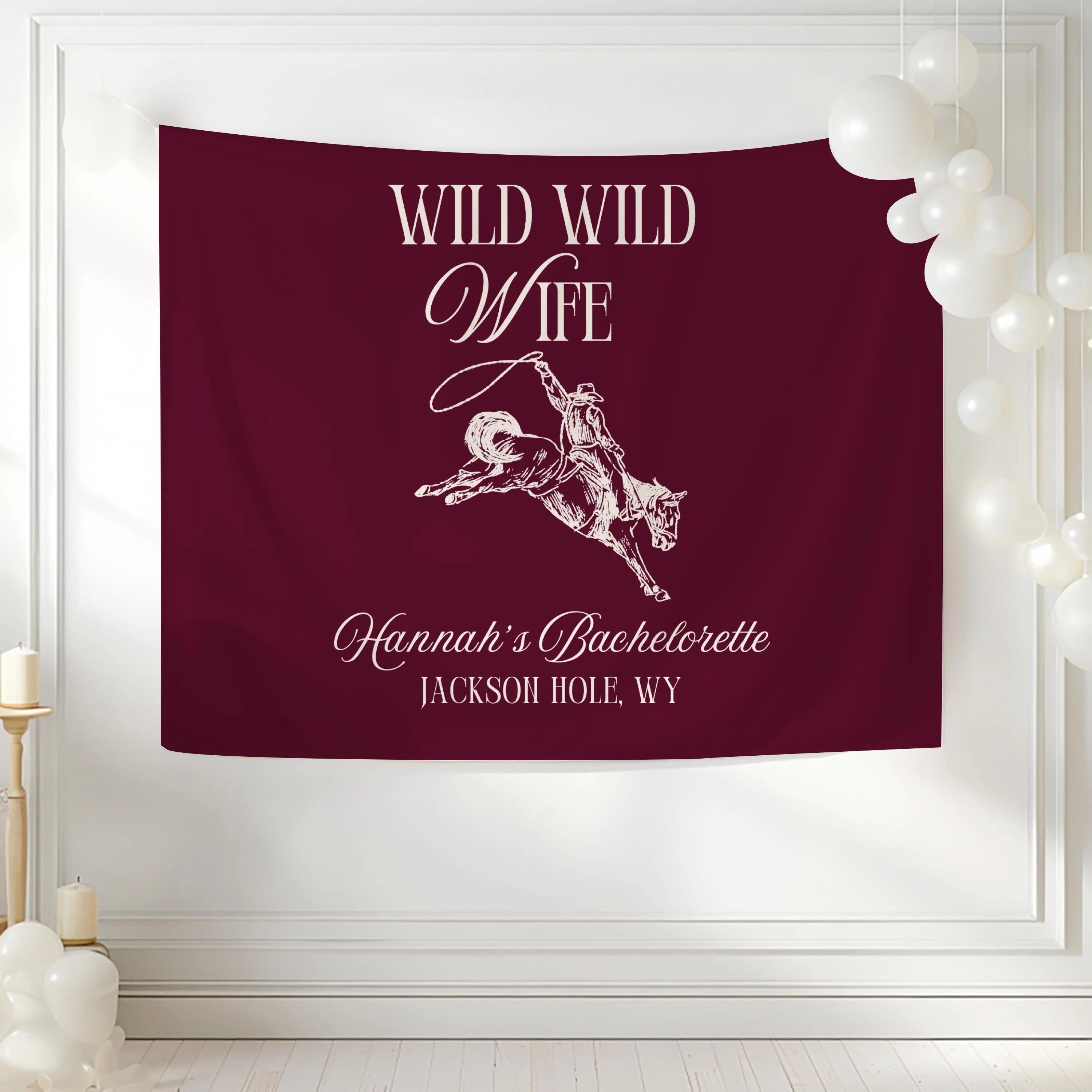 burgundy bachelorette banner for western bachelorette