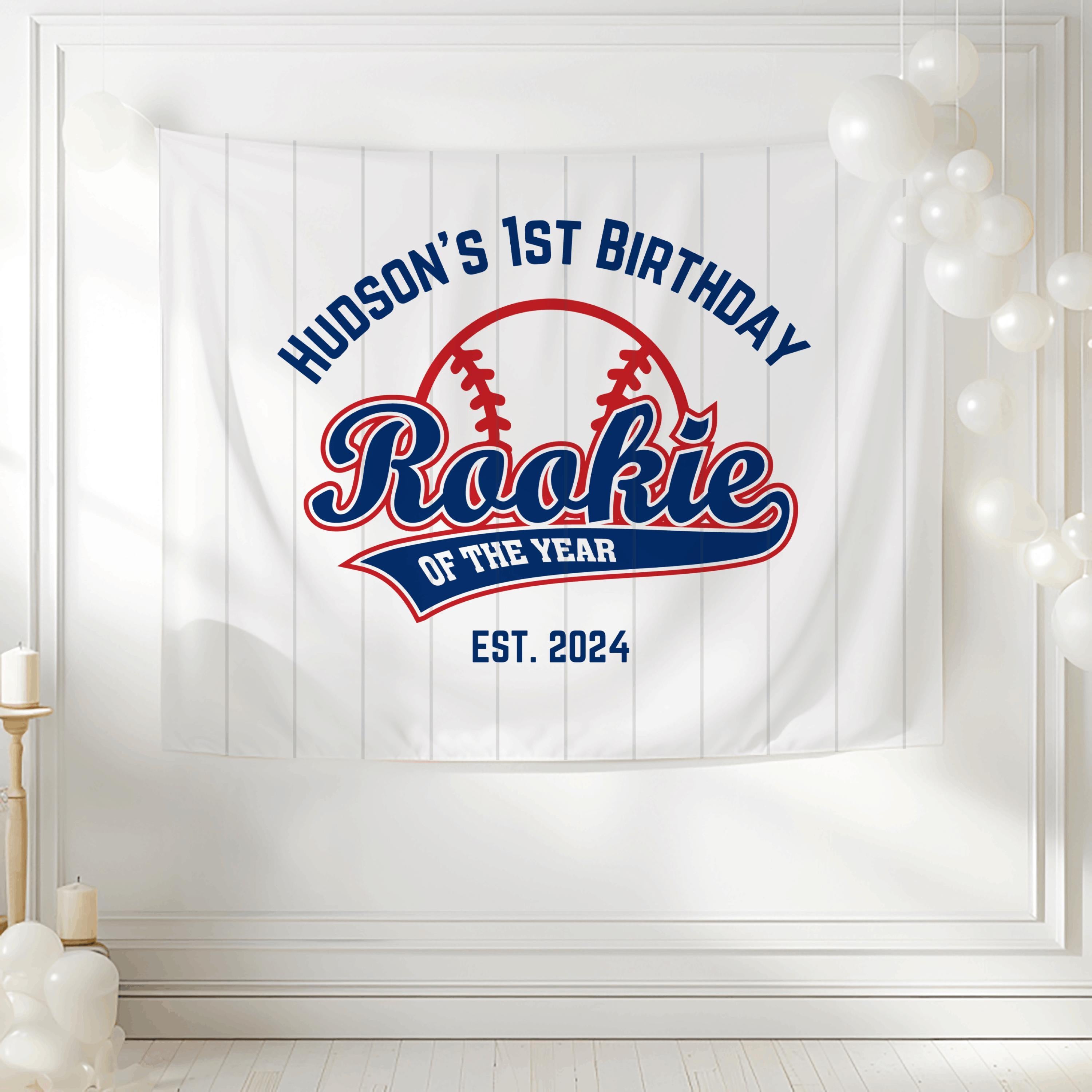 baseball birthday party for 1 year old boy backdrop