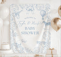 Personalized Safari Toile baby shower banner featuring elegant jungle animals and floral toile artwork