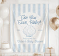 Personalized Sea You Soon Baby shower banner with seashell design for a coastal baby shower