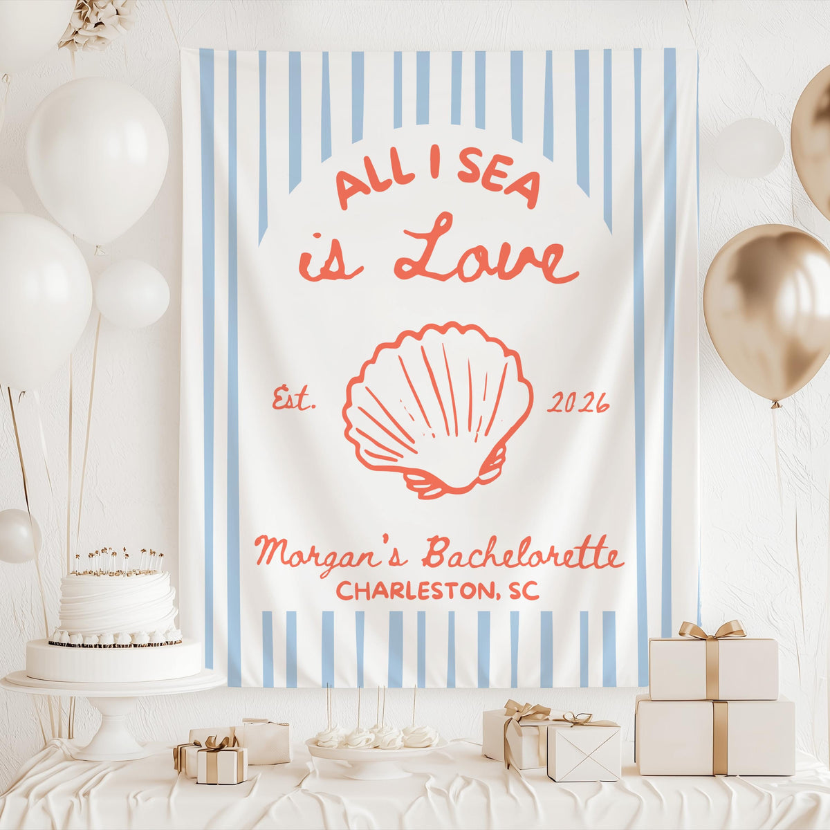 Nautical bachelorette banner with personalized bride name perfect for coastal bridal celebrations