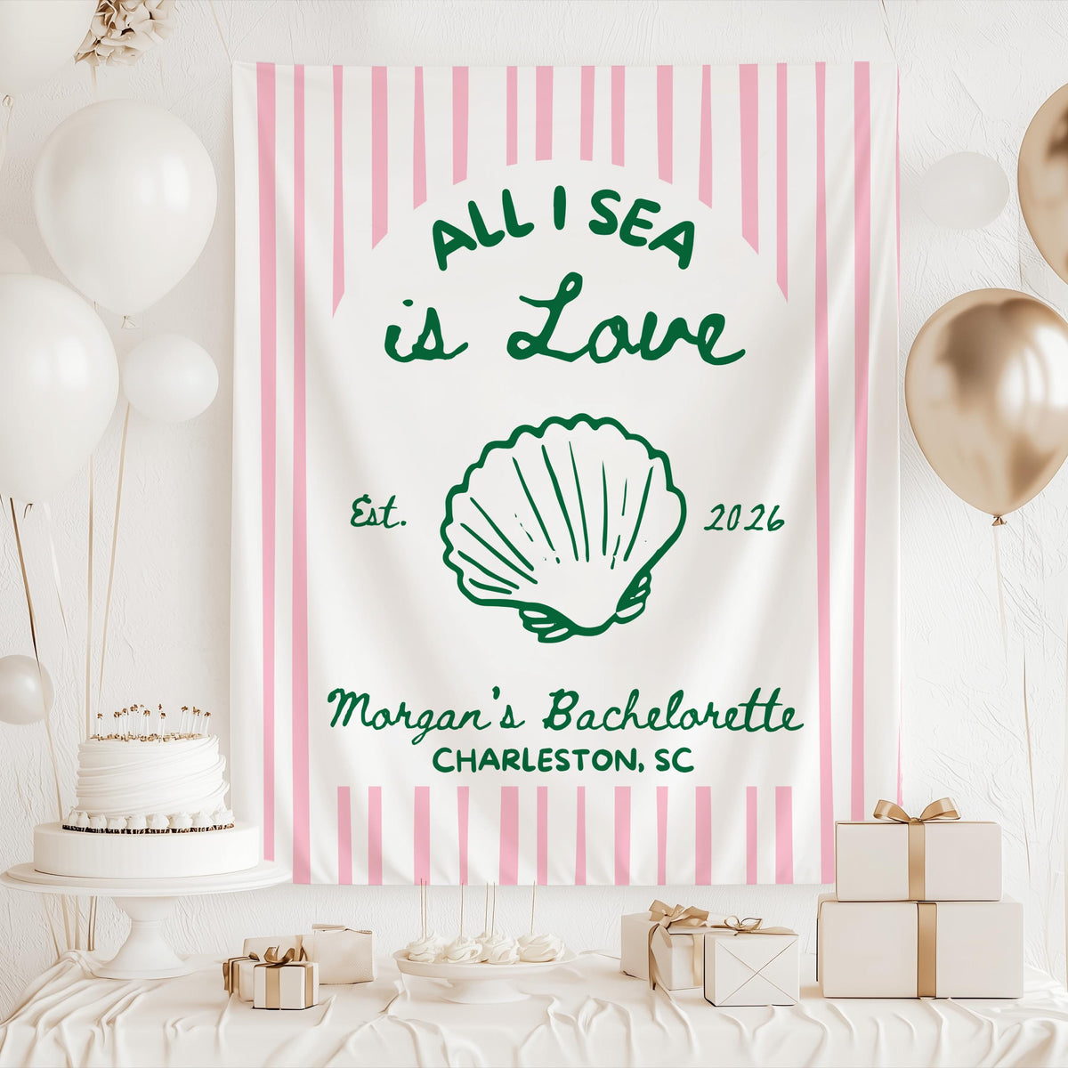 pink and green all I sea is love decor