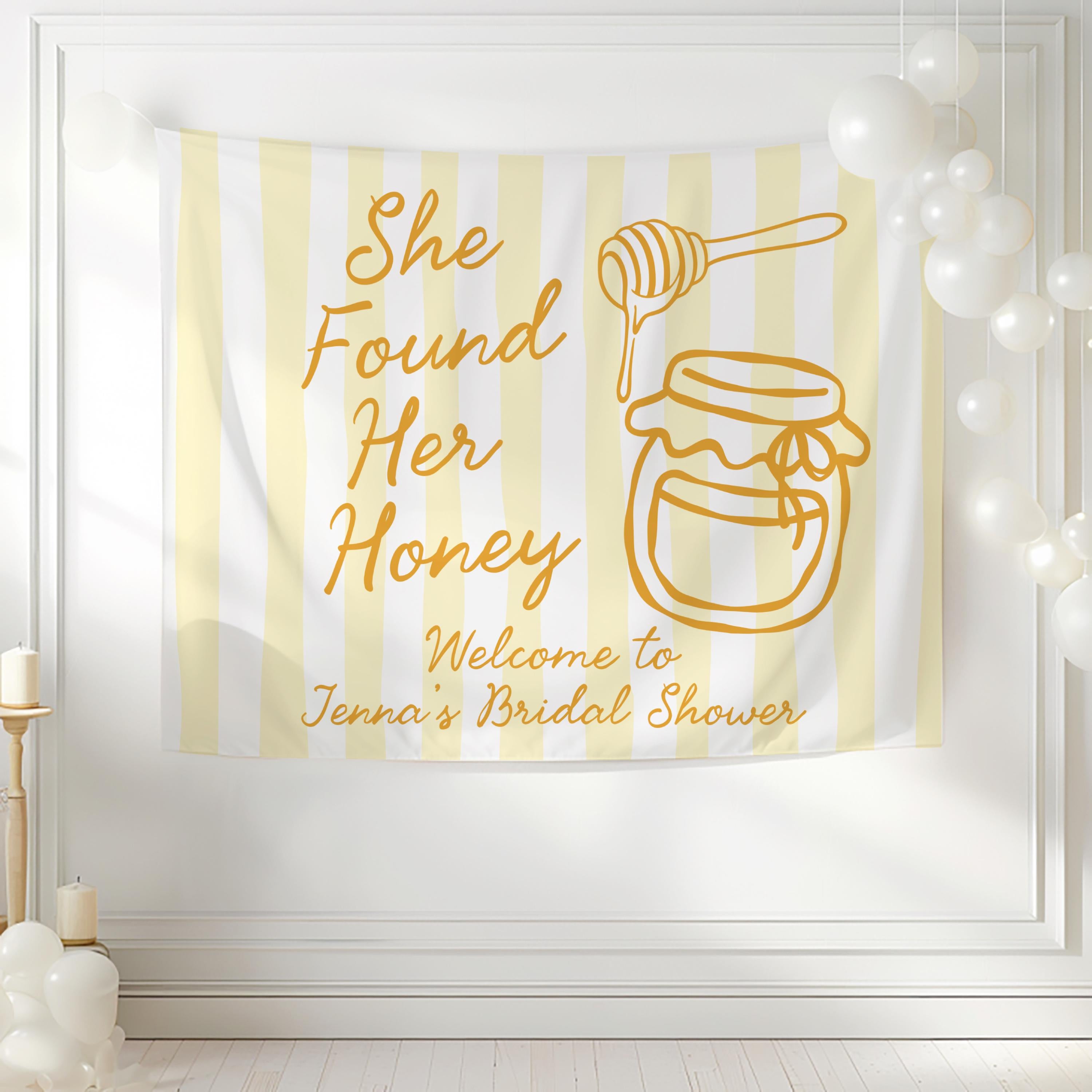 hunny themed bridal shower decorations in butter yellow and white
