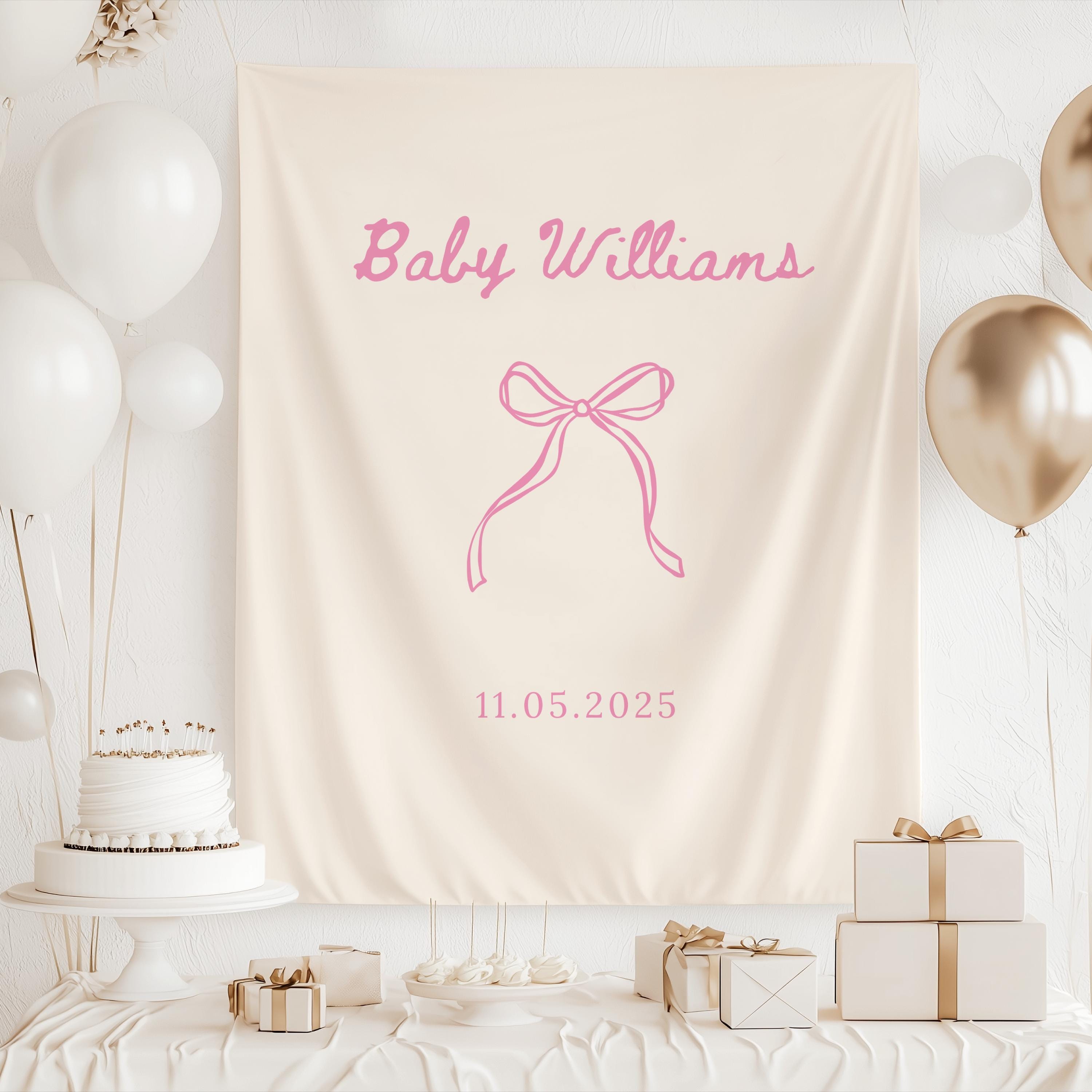 minimalist baby shower banner with bow design
