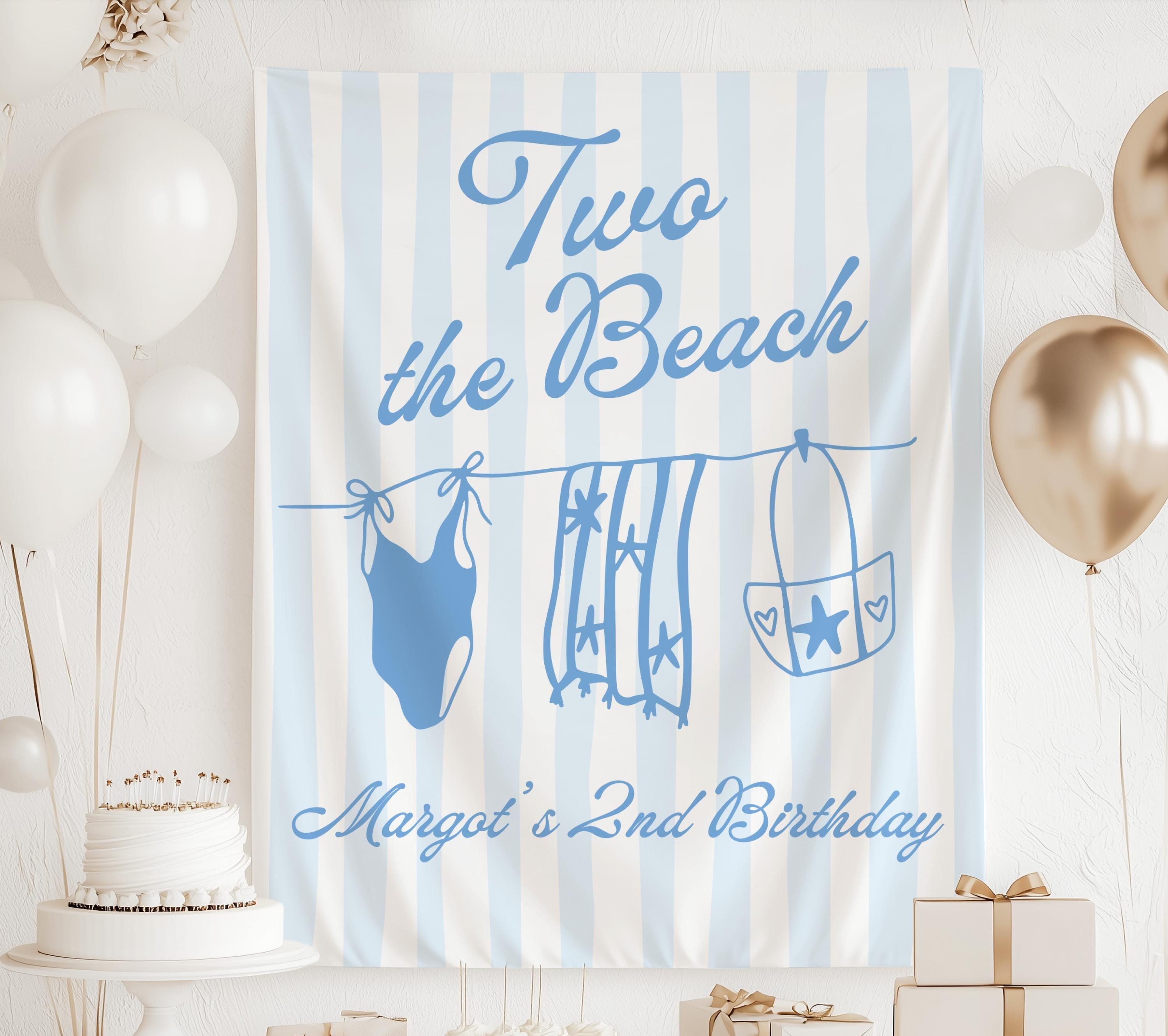 Personalized Two the Beach birthday banner with custom name for a beach themed birthday party