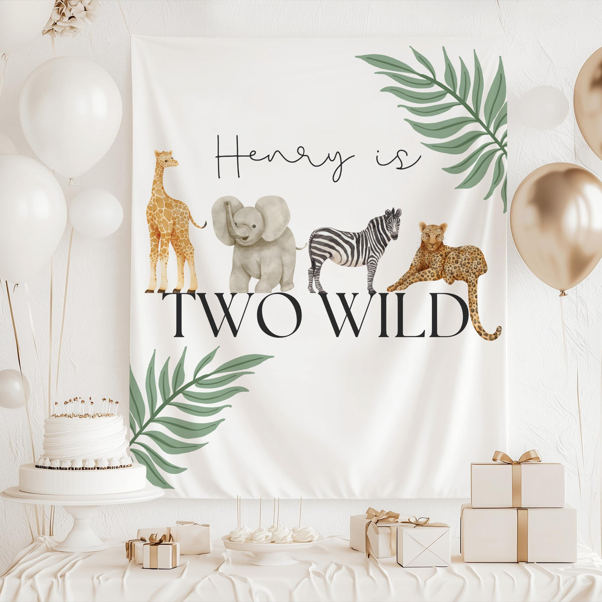 Personalized Two Wild birthday party banner available in multiple colors and sizes