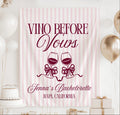 Personalized Vino Before Vows bachelorette banner with wine glasses and bows