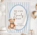 Personalized We Can Bearly Wait teddy bear baby shower banner with custom event details