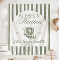 Personalized Weenies and Martinis bachelorette banner with dachshund cowboy holding a martini
