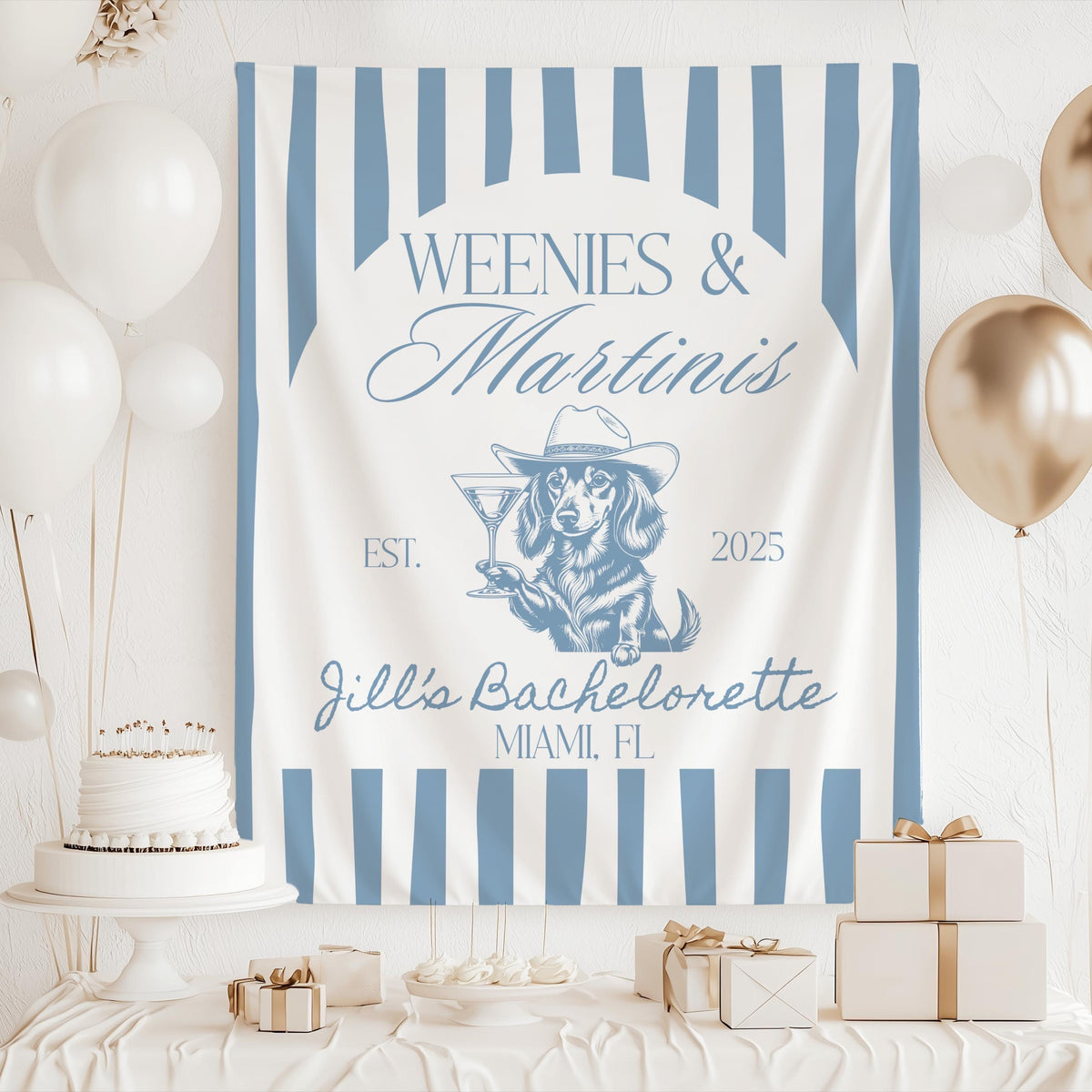 Dachshund themed bachelorette party banner for girls trips and bach weekends