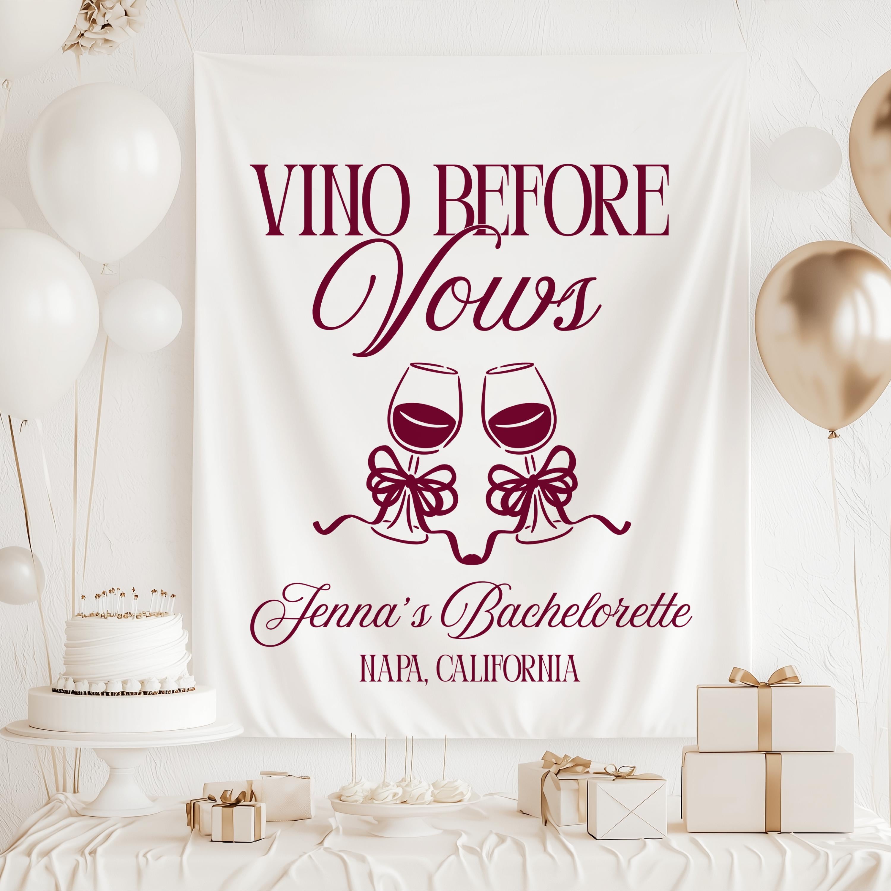 Personalized winery bachelorette party banner for wine tasting weekends
