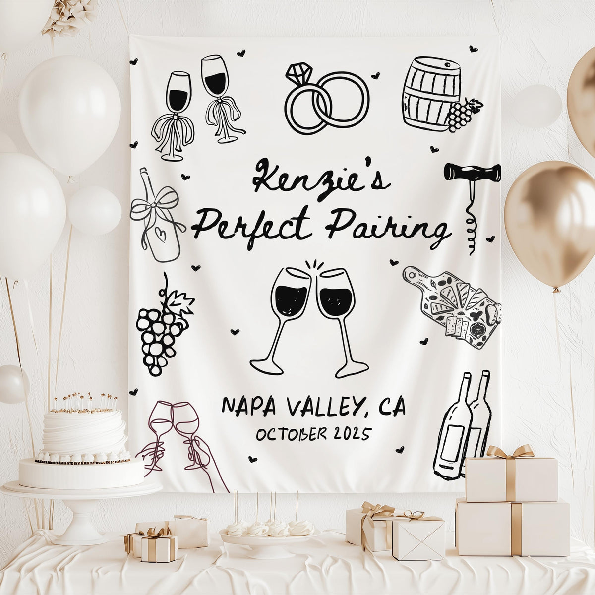 Personalized winery bachelorette banner for the bride to be 